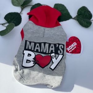 NWT 'MAMA'S BOY'  DOG SHIRT WITH HOODIE AVAILABLE IN EXTRA SMALL & MEDIUM